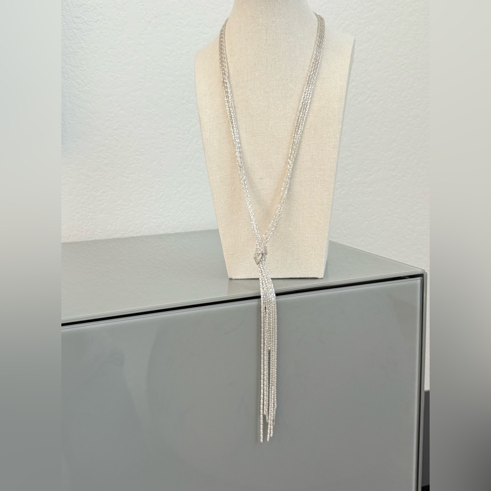 Elegant Silver Lariat Necklace